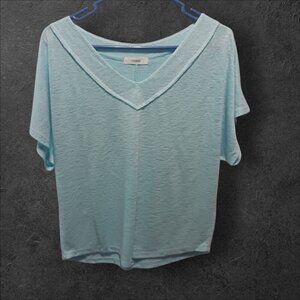 Cherish Light Blue V-Neck Short Sleeve Top Small size